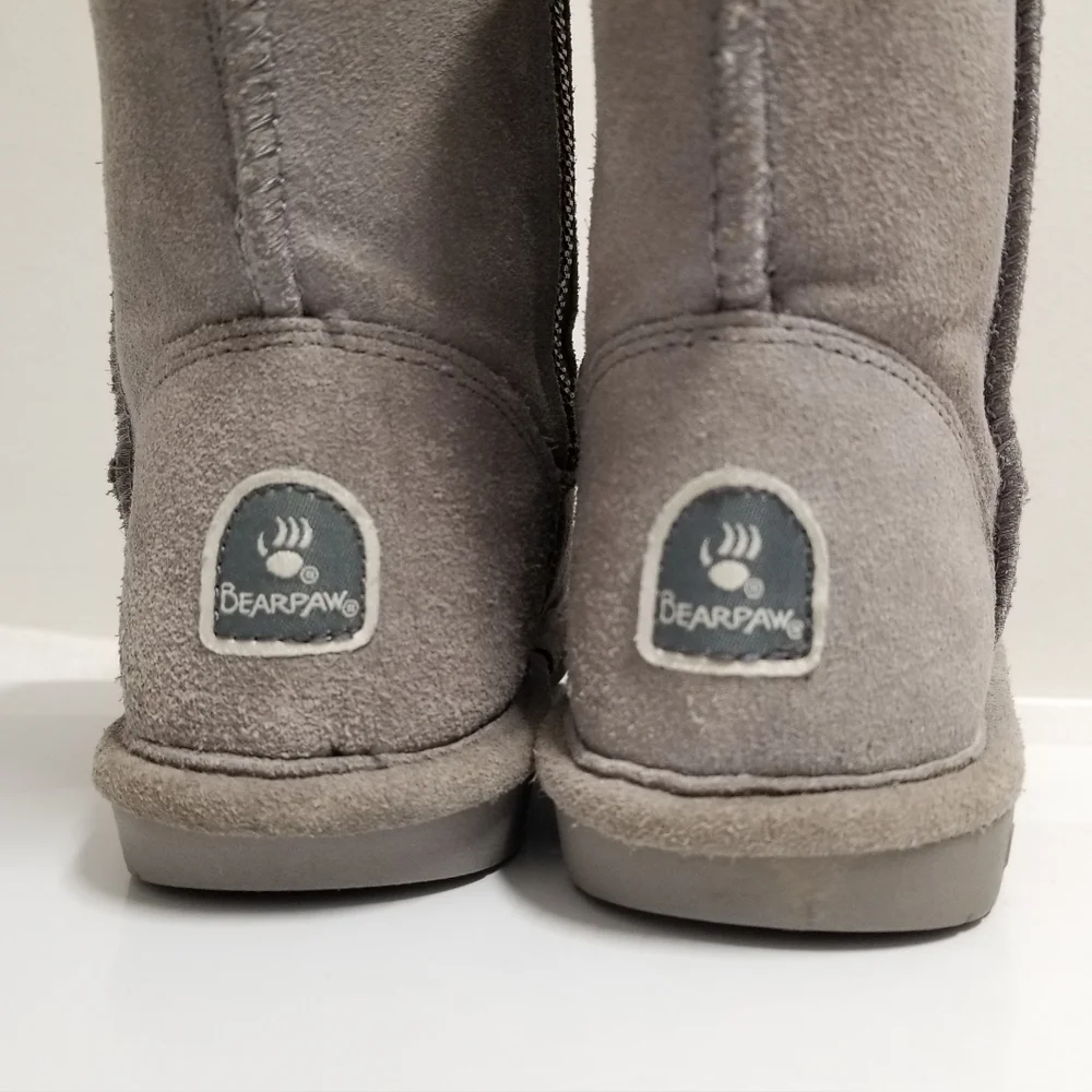 Bearpaw Emma Toddler Zipper Suede & Sherpa Winter Boots in Ash Gray 12
